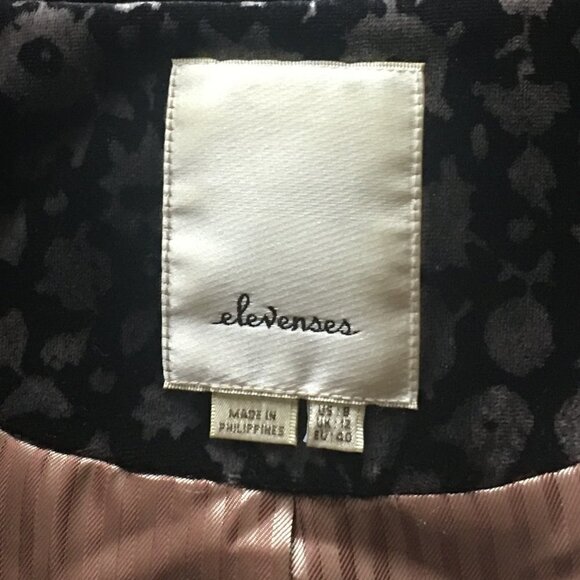 Anthropologie Elevenses Black Velvet Floral Single Breasted Blazer / Jacket - Picture 8 of 14